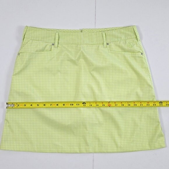Abacus Women's Skirt Skort Lime Green White Micro Plaid Stretch Size 42/12 Reg - Picture 15 of 16